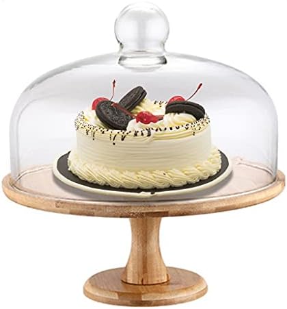 ДЕБЕЛА Дрвена Чинија За Торта Елегантна Убава Чинија За Торта Овошна Чинија За Десерт Со Капак за Свадбена Роденденска Забава Празнично Јадење
