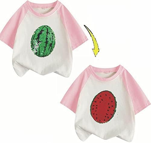 Дете деца Детска бебе момчиња девојчиња подароци за деца кои се менуваат флип -секвенци маица лубеница врвови кратки меки кошули за истегнување