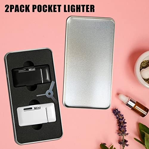 Cponmist 2 пакет Mini Butane полесен, полесен двоен млазен факел со видлив прозорец, полесен за полнење и прилагодлив џеб, одличен мал подарок