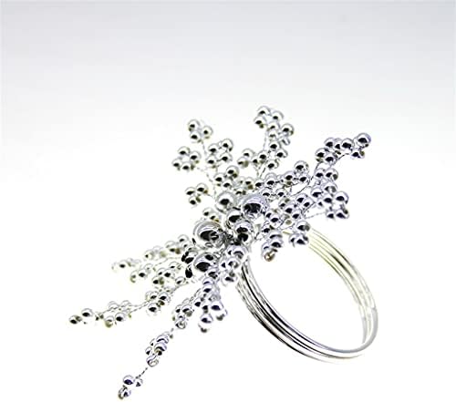 Ганфанрен 12 парчиња бисер со салфетка прстен свадбена банкет декорација на салфетка тока хотелска салфетка прстен