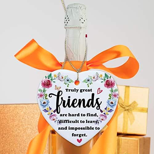 Навистина одлични пријатели е тешко да се најдат цветни керамички украси 3 Пријателство што виси керамички срцев украс Плакета знак