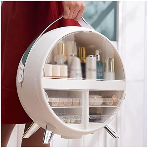 Организатор за складирање на шминка Yojibe Cox Cosmetics Storage Display Rack со фиока ， водоотпорен, испоирен во прав, елегантен приказ на