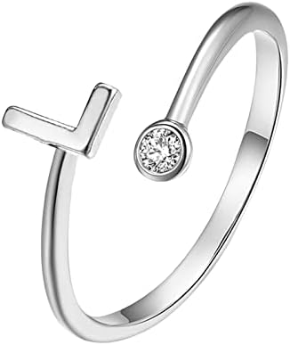 2023 Нови модерни позлатени сребрени отворени букви со дијамантски прилагодливи прстени дами за накит