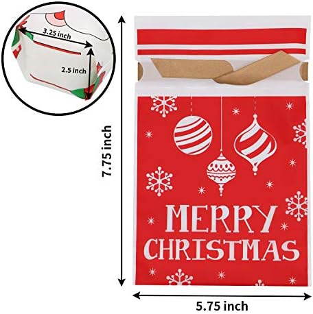 JOYIN 60 Божиќни бонбони третираат торби, добрите пластични торби за подароци за забави за закуска за закуска, за да подарат Божиќна забава