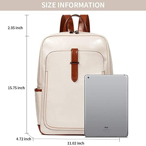 Кожен лаптоп лаптоп ранец за жени 15,6 инчи компјутерски ранец Бизнис патување професионална работа дневна колеџ торба беж