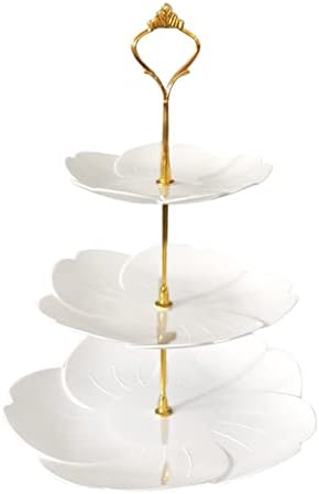 3 Ниво на штанд за кекс - бел дисплеј се залага за десерт маса, исклучителна декорација на свадбата на држачот за торта за прикажување десерти,