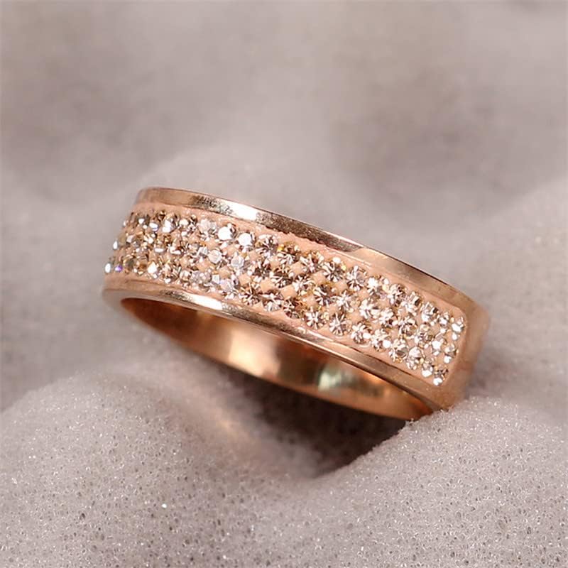 Koleso rose gold познат бренд циркон прстен 8мм половина круг три редови кристал 316L прстени за прсти за жени-46894