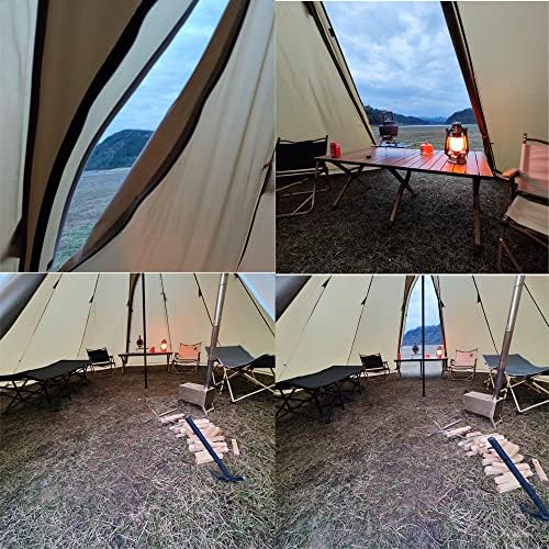 Вилемон Типи топол шатор со шпорет на шпорет на пожар за пожар за цевки, 5 ~ 8 лица, шатори за тепи за семејниот тим за кампување