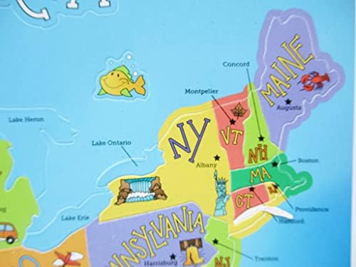 Налепници - Американска мапа на Соединетите Американски Држави на Америка - Детска едукативна географија активност - 69 парчиња