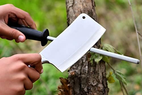 Рачно изработен хоризонтален нож за носење со алзафаш со челик, ловечки нож со заострувачки челик