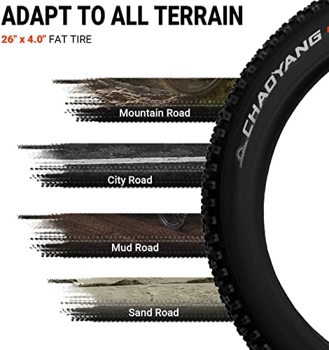 Himiway 26 Гуми за планински велосипеди 26 × 4 замена за велосипедска гума компатибилен со повеќето 26 x 4,0 патни планини MTB хибридни електрични
