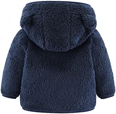 Памук новороденче новороденче девојчиња момчиња јакна мечки уши со аспираторска облека за надворешна облека топло руно зимско палто