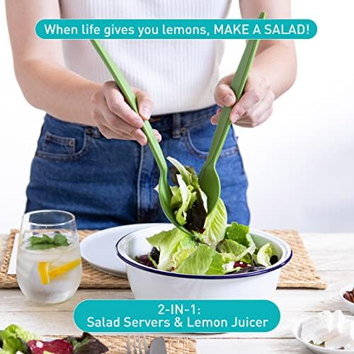 Server со JuicePair 2-во-1 Citrus/Sucer/Salag Server | Кул кујнски гаџети за да направите облекување и салата нагоре | БПА-без, соковник со
