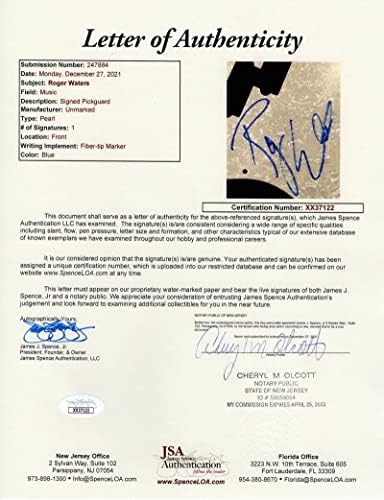 Роџер Вотерс потпиша автограм со целосна големина Бела фендер Електрична бас гитара d w/ James Spence JSA Писмо за автентичност - Пинк Флојд