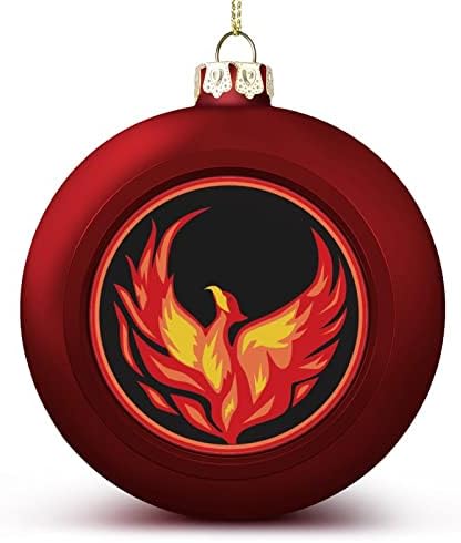Оган Феникс Божиќна топка ShatterProof виси украси за украси на забави од камин од дрво 4 парчиња 4 парчиња