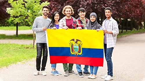 Данф Еквадор знаме 3x5 Полиестер Полиестер Еквадор Национален знамиња полиестер со месинг громи 3 x 5 ft