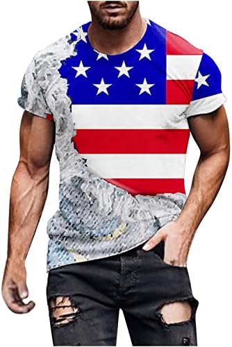 LCEPCY Смешни кошули за Денот на независноста на мажите со маички со кратки ракави на вратот на екипажот на 4 јули Патриотски маички