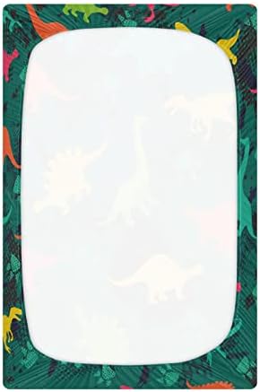 Плејард лист, стапалки за диносаурус маскирна креветче за стандардни душеци за креветчиња и мали деца, 28x52 инчи H040061