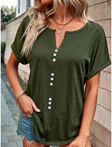 Блуза тинејџерки лето есен 2023 година кратки ракави со памук со памук надолу до основна блуза за жени реклами