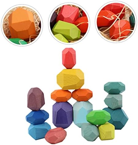 ТОЈАНДОНА 16 парчиња Дрвени Камења За Редење Блокови За Редење Играчки Дрвени Редење Блокови Играчки За Редење Мали Деца Играчки