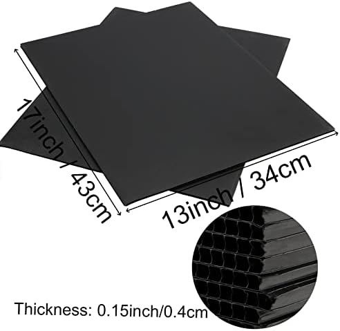 Зоенху 20 пакет 13 x 17 инчи црни брановидни пластични чаршафи, 5/32 инчи дебели водоотпорни водоотпорни брановидни пластични пластични