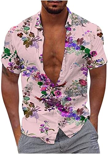 Машка Хавајска Цветна Кошула 2023 Кошули Со Копчиња Со Кратки Ракави Мода Лабави Секојдневни Блузи За Кошули На Плажа За Летен Одмор