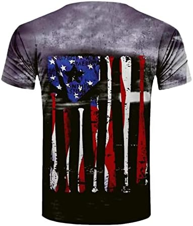 HDDK 4-ти јули маички за кратки ракави за мажи, лето патриотско американско знаме за печатење на атлетски мускули, обичен мета