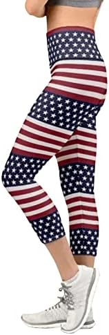Јога Панталони со Џебови За Жени Американско Знаме Растегливи Јога Панталони Контрола На Стомакот Со Висок Струк Секојдневни Атлетски