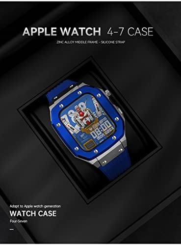 CNHKAU За Apple Гледајте Бенд Серија 8 Силиконски часовник бенд + нерѓосувачки челик часовник случај 45mm 44mm 42mm Метална Рамка Модификација