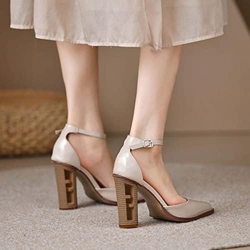 Чевли за фустани Rbculf за женски букви потпетици за пети, сандали метални токи на глуждот, летен случај на чевли на чевли