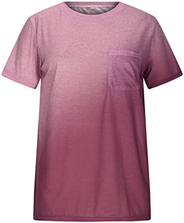 Врзај боја Обични врвови за девојки есен лето кратки ракави со брод на вратот блок графички врвни маички жени 2023 година