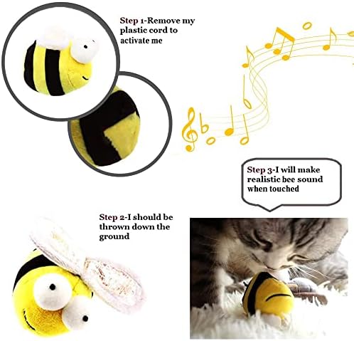Oallk Bee Sound Cat Toy Interactive Interactive Ickeaking Cat Toys Melody Chaser Play Play and Screak Маче играчки за здодевност