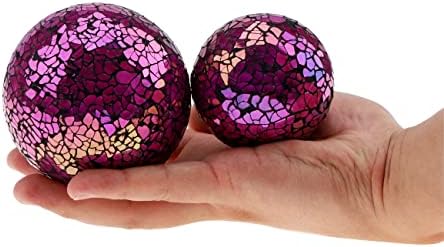 Zningesxi 3 парчиња стаклени топки од мозаик 3,34 инчи цврста сфера пукнатини орби за чинии вазни за јадење декор за домашна маса