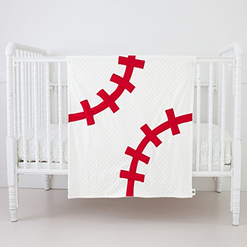 Пријатна тематска тематска бејзбол тематска бебешка ќебе, бело/морнарица сина, 30 x 36