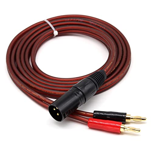 Qonia XLR до кабел за звучникот на банана, XLR 3 Pin Female To Diual Banana Plugs Audio Cable, позлатен приклучок од 4мм на XLR3 PRO HIFI