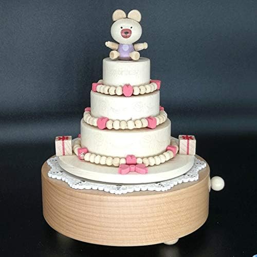 Ylyajy торта во форма на рингишпил музичка кутија дрвена музичка кутија занаетчиски подарок за роденден ретро