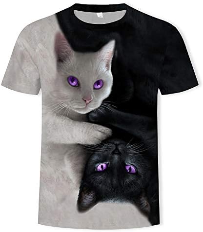 Женска кошула 3Д маица за печатење на мачки обични врвови на лето лето кратки ракави блузи миленичиња loversубители на миленичиња