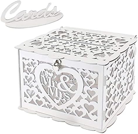 АБОФАН Роденденска Кутија 1 Поставете Дрвена Кутија За Венчавки Со Заклучување И Потпишете Пари Обвивка Држач За Подароци Кутија
