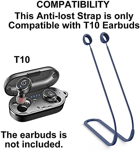 Smaate анти-изгубени ленти компатибилни со Tozo T10 Earbuds, мек силиконски кабел за спорт, црна
