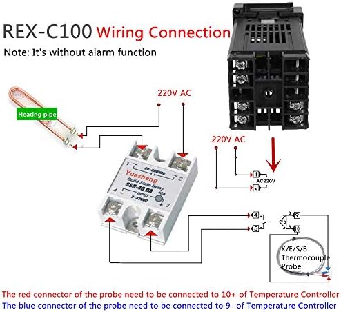 Дигитален LCD PID REX-C100 Контролер на температурата сет + K термопар + Max.40a SSR