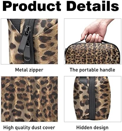 Торба За Шминка, Козметичка Торба, Водоотпорен Организатор На Торби За Шминка, Класичен Леопард Печатење Браун
