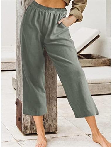 DGHM-JLMY Coldенски цврст лабава еластична еластична еластична половината Каприс панталони Постелнини обични панталони удобни дневни