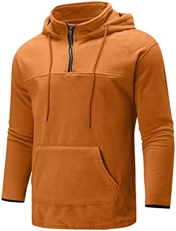 Beuu руно дуксери за мажи, 1/4 патент меки џемпер со качулка, пулвер зимски тренинг спортски модни џемпери на качулка