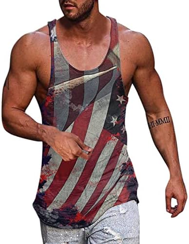 Американски врвови за знаме за мажи машко летно треперење на знамето за печатење на врвови Јас обликував елек без ракави без ракави