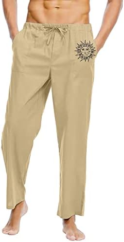 Мажи домашни панталони мажи цела сезона се вклопуваат во пантолони, сите цврсти бои Сонцето сликарство памук лабава плус големина