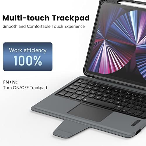 Нилкин за iPad 11 Pro Case со одвојлива тастатура, TrackPad, држач за моливи, покривка на слајд камера компатибилен со iPad