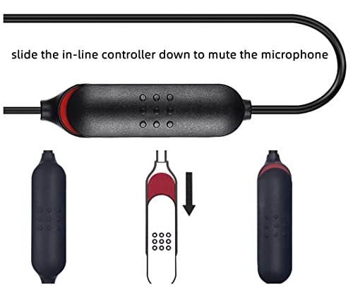 Кабел за замена на слушалки за микрофон Aquelo QC35 II со Mute Switch Mic што е компатибилен со Bose Turecomfort 35 & QuietComfort35