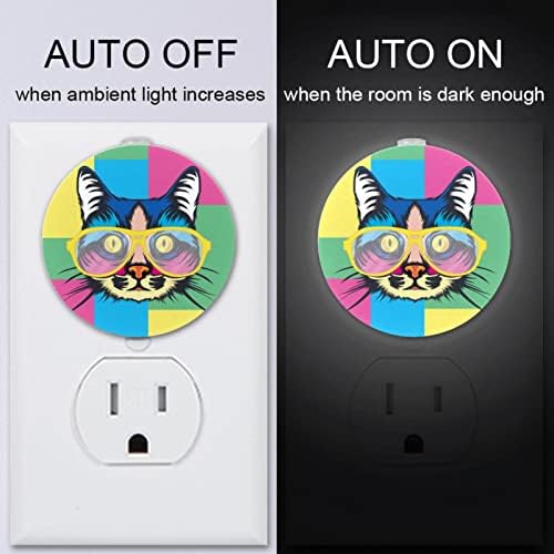 2 приклучок за приклучок за ноќно светло LED ноќно светло со сензор за самракот до зори за детска соба, расадник, кујна, ходник мачка поп