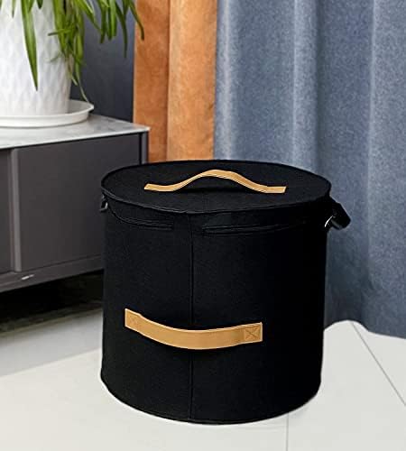 Ахпухтан голема кутија за каубојски капа за жени и мажи складирање со искривени капаци, 17 d*15 H црна федора кутии за чување за патувања за