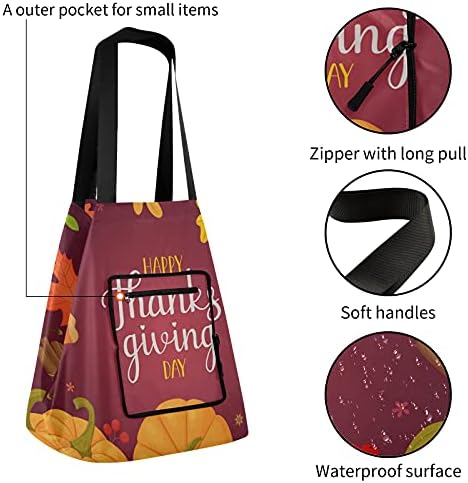 Денот на благодарноста тиква бобинки остава преклопување на рамото торбичка торба за еднократна употреба на намирници, тешка школа торба торба